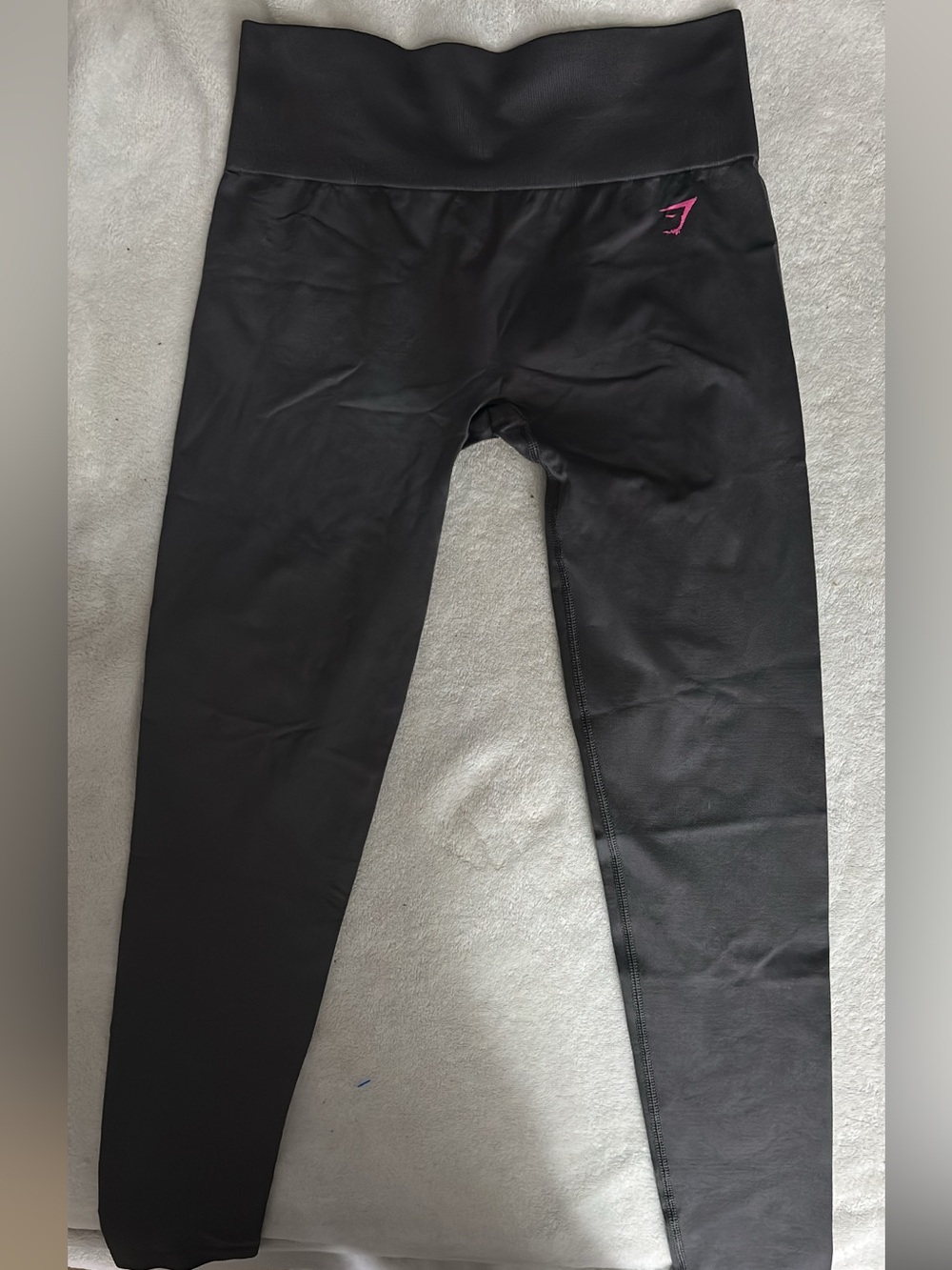 Gymshark Black Leggings with Pink Logo Detail